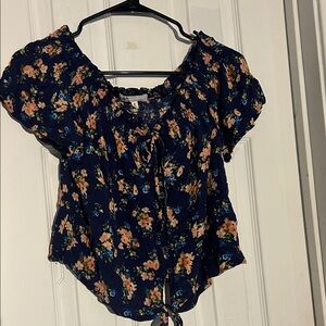 Jolt Navy Floral Blouse
